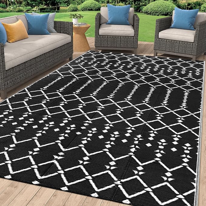 Smiry Outdoor Rug 5x8 ft, Waterproof Reversible Plastic Straw Rugs, Boho by Smiry