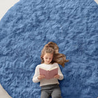 OLANLY Blue Round Rugs for Bedroom by OLANLY