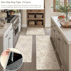 Neutral Kitchen Rug Set of 3 Washable Beige Vintage Kitchen Mats - Image 6