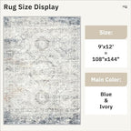 Soalmost 9x12 Area Rugs for Living Room, Non Slip Machine Washable Vintage Rugs - Image 5