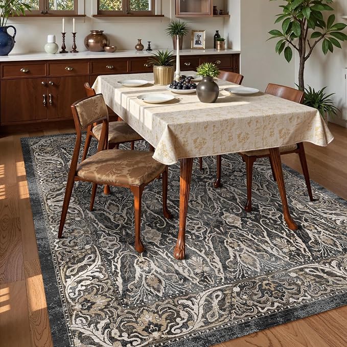 Washable Area Rug 4' x 6' Vintage Traditional Persian Mat - Image 3