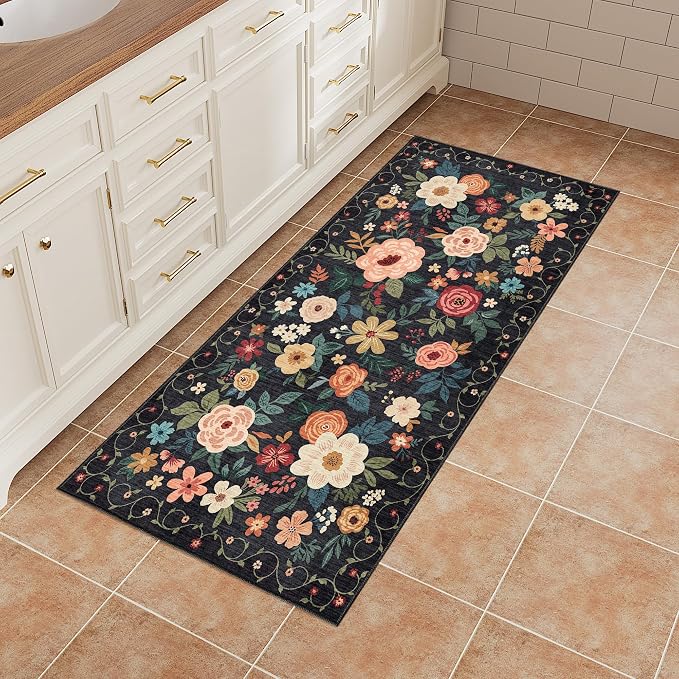 DUKINO 2x4 Rug for Entryway, Washable Kitchen Floral Runner Rug - Image 6