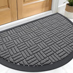 OLANLY Half Circle Door Mat Outside Entrance 29.5x17, Heavy Duty Sturdy Natural by OLANLY