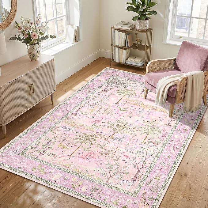 8x10 Washable Rug for Living Room Purple Animal Print Large Bedroom Rugs Non - Image 3