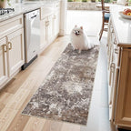 2x5 Washable Kitchen Rug Runner – Non-Slip Abstract Modern Neutral Small Rug by BYYVOORugsforYourHome