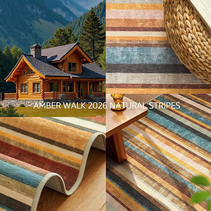 jinchan 5x7 Area Rug Modern Striped Rug Washable Rug Soft Large Indoor Floor - Image 3