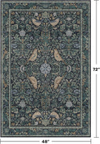 Vintage 4x6 Washable Entryway Rug, Non-Slip Low Pile Stain Resistant Carpet - Image 2