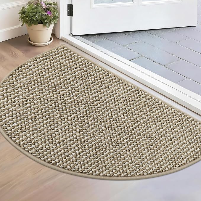 BEQHAUSE Dirt Trapper Door Mat 17" x 30" Half Circle Non-Slip Washable Doormats by BEQHAUSE