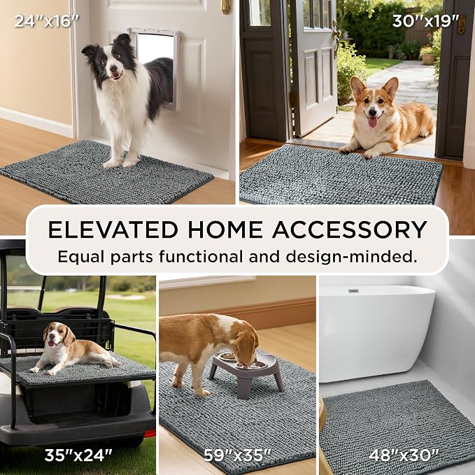 Bedsure Dog Door Mat for Muddy Paws, High-Low Absorbent Chenille Indoor - Image 6