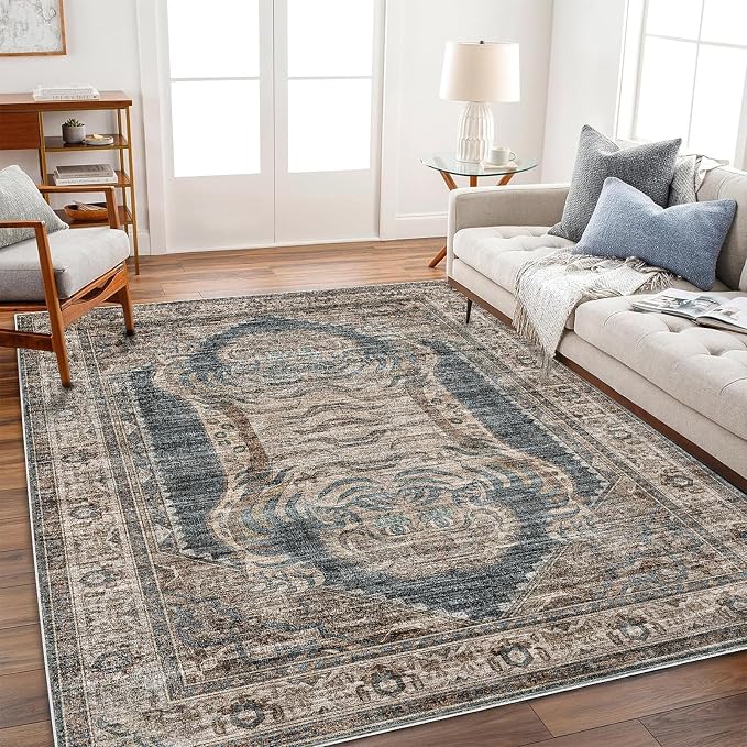 CHAMPLANT Area Rug 6'x9' Washable Vintage Traditional Floor Cover Thin Retro by CHAMPLANT
