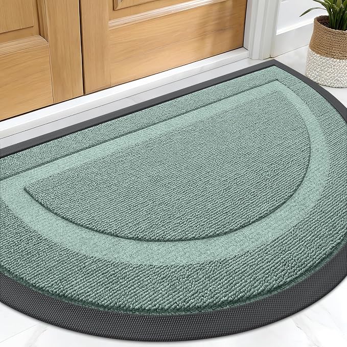 OLANLY Half Circle Door Mat Indoor Outdoor Entrance Welcome, Waterproof by OLANLY
