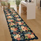 DUKINO 2.6x10 Runner Rug for Hallway, Lightweight Washable Floral Kitchen Rug by DUKINO