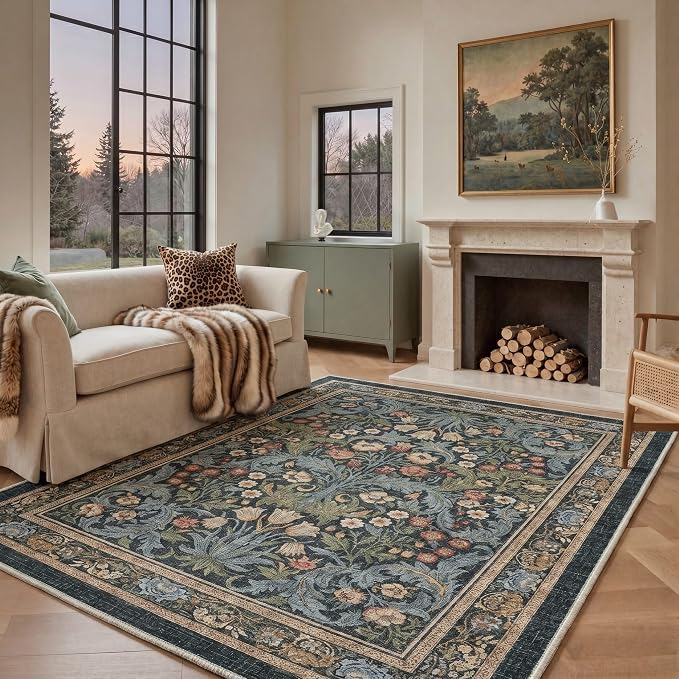 GENIMO 8x10 Area Rug for Living Room, Machine Washable Non Slip Low Pile by GENIMO