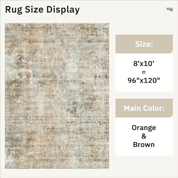 Soalmost Abstract Rug 8x10 Large Living Room Rugs Neutral Modern Washable Area - Image 5