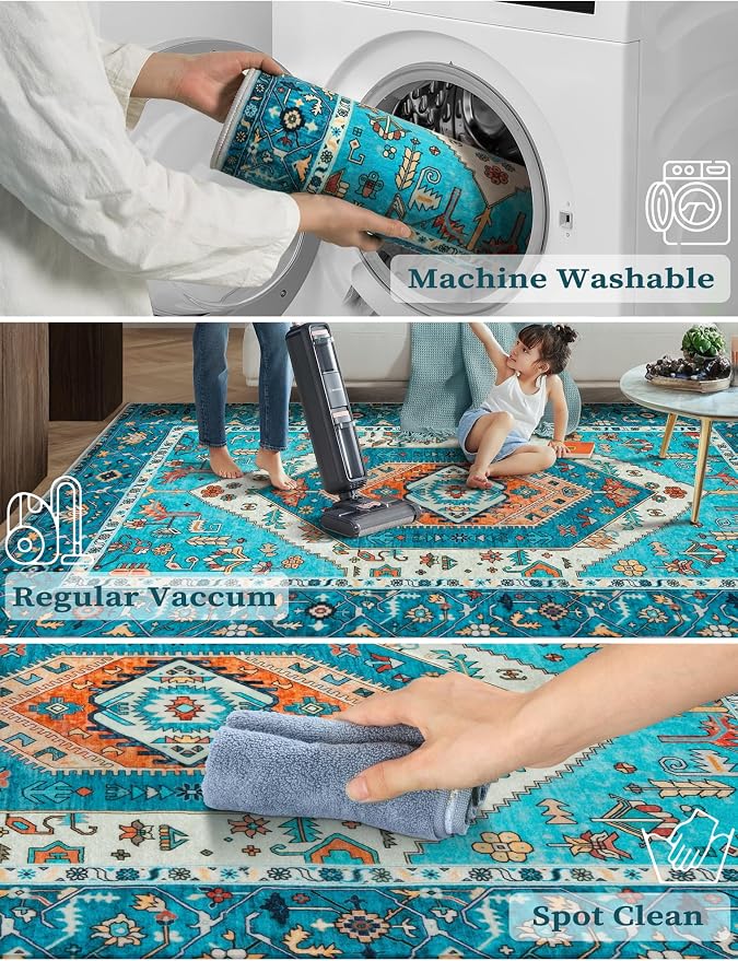 SERISSA Boho Kitchen Runner Rug, 3x7 Washable Non-Slip Runner Rug - Image 2