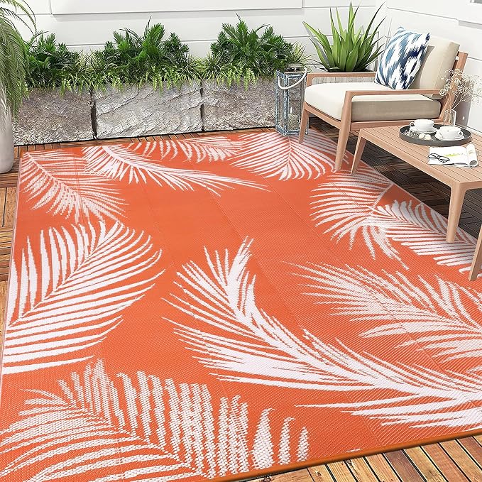 Pauwer Waterproof Outdoor Rug 8x10, Reversible Plastic Straw Patio Camping Rug - Image 7