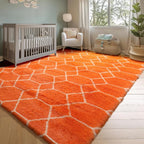 ONASAR Area Rugs for Bedroom Living Room, 4x6 Fluffy Orange and White Throw Rug - Image 8