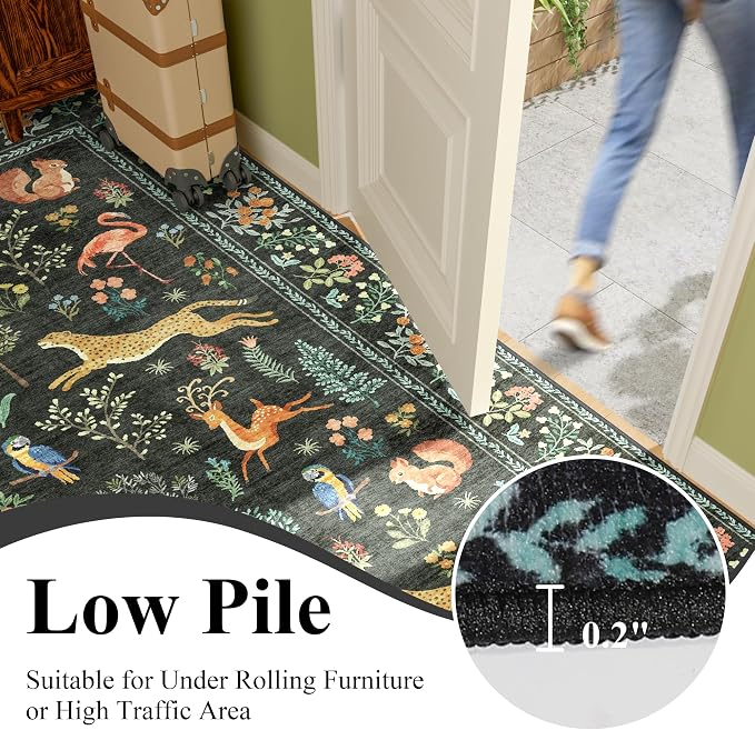 DUKINO 3x12 Runner Rug, Non Slip Animal Print Runner Rug - Image 7
