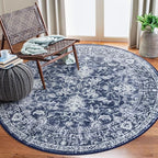 KILOCOCO Area Rug 6ft Round Living Room Rug Washable Printed Vintage Floral by Kilococo