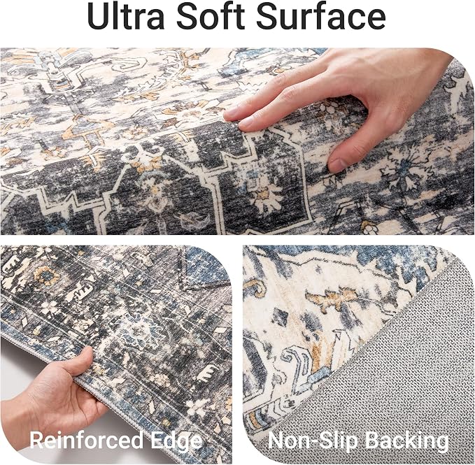 befbee 8x10 Area Rugs for Living Room, Stain Resistant Neutral Washable Rugs - Image 3