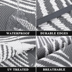 Pauwer Waterproof Outdoor Rug 6x9, Reversible Plastic Straw Patio Camping Rug - Image 3
