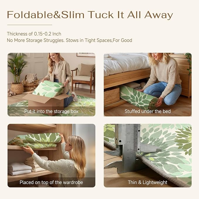 5x7 Indoor Outdoor Area Rug Washable Patio Rug Green Non Slip Non Shedding - Image 8