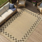 LIVEBOX Scalloped Easy Jute Checkered 3x5 Outdoor Rug, Washable Non-Slip Tan - Image 3