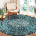 Moynesa Ultra-Thin Washable Round Rug - 6ft Teal Large Living Room Circle Area by Moynesa