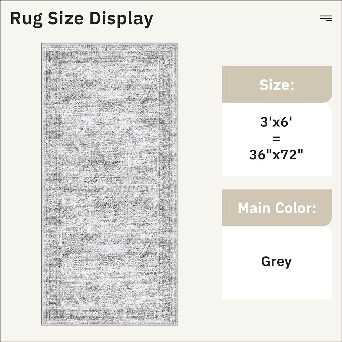 Soalmost Runner Rug 3x6 Washable Non-Slip Kitchen Runner Rugs - Image 5