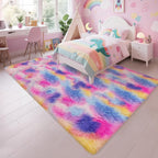 Dark Rainbow Rug for Kids Room 6x9 Cute Fluffy Kids Area Rugs for Bedroom Girls - Image 3