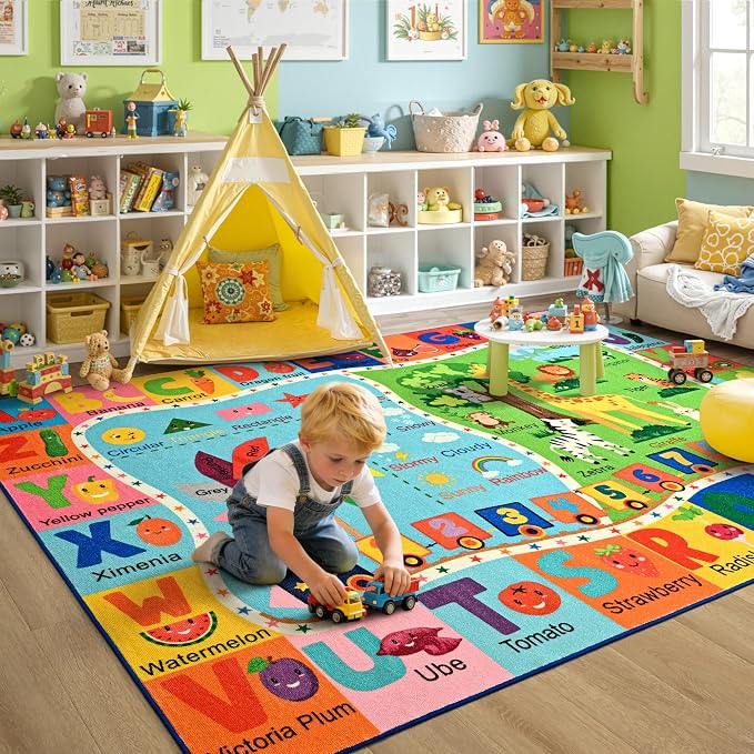 Maxsoft Kids Rug for Playroom, Educational 4x6 Play Mat for Classroom, Washable - Image 6