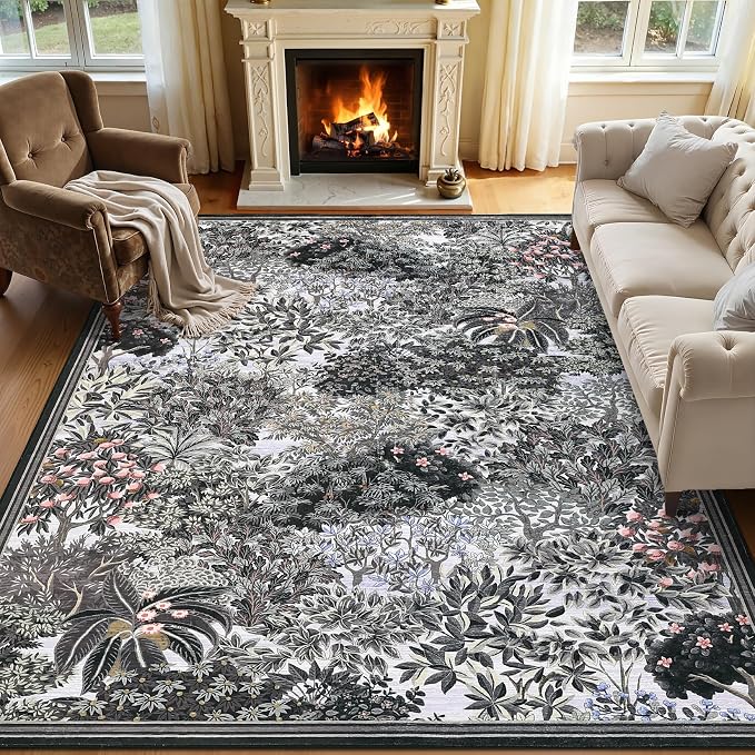GarveeHome Forest Rugs 5x7, Botanical Low Pile Non Slip Stain Resistance by GarveeHome
