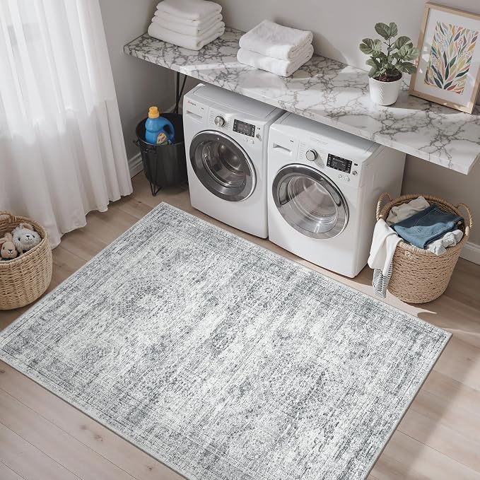 Soalmost Area Rugs 4x6 for Living Room, Vintage Washable Rugs for Dining Room - Image 10