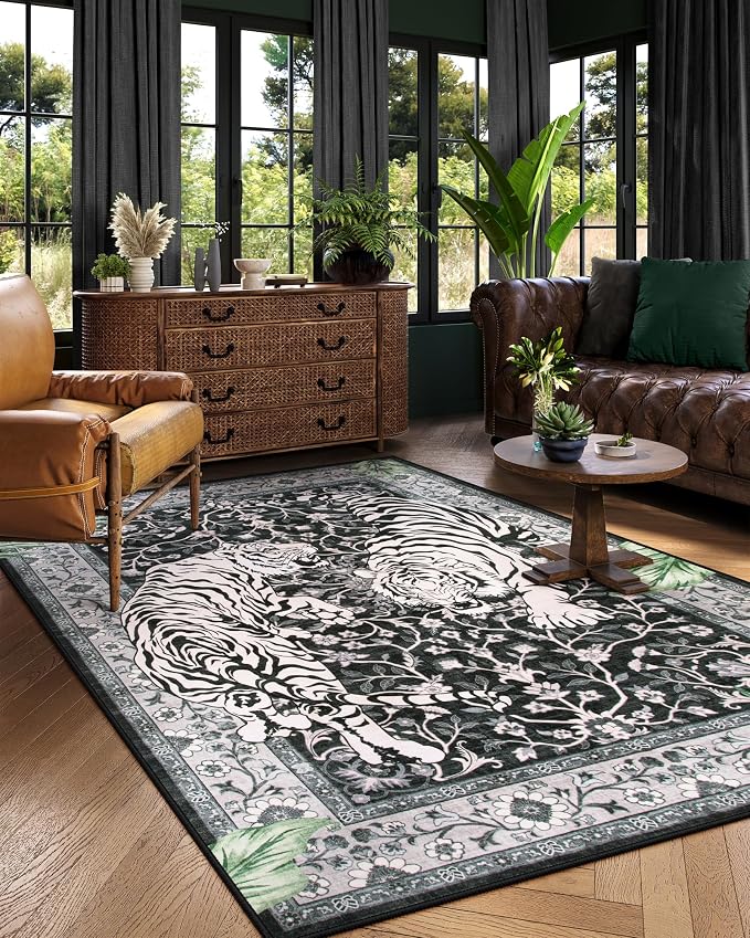 Moynesa Tiger 5x7 Area Rugs, Boho Washable Rugs - Image 7