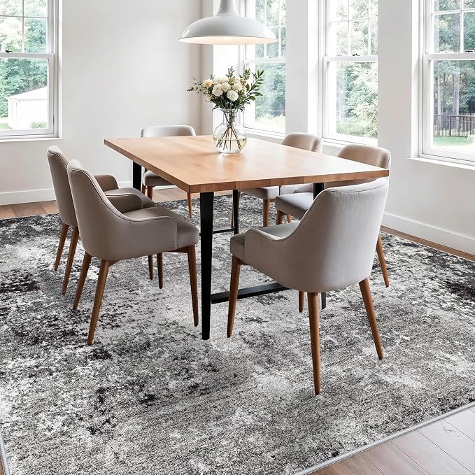 10x10 ft Square Living Room Rug – Washable Modern Abstract Area Rug - Image 5