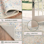 Hazo Haus Vintage Washable Beige Blue Area Rugs - Image 5
