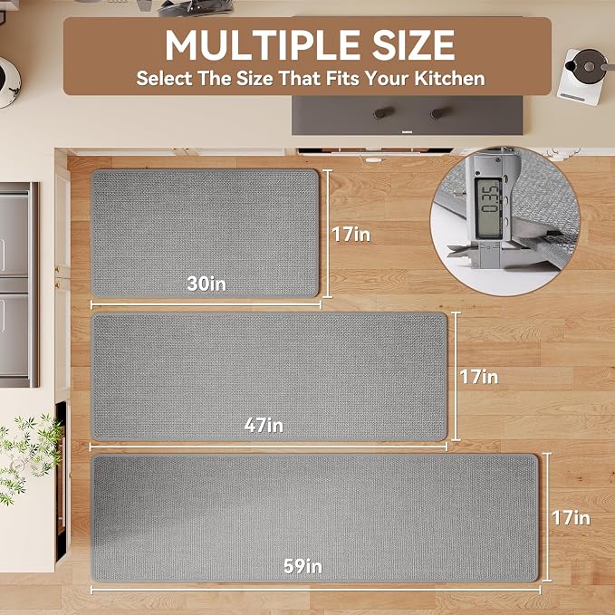 YDKGL Kitchen Rugs Mat Non Slip Washable, Linen-Look 0.3" Thick Soft Cushioned - Image 2