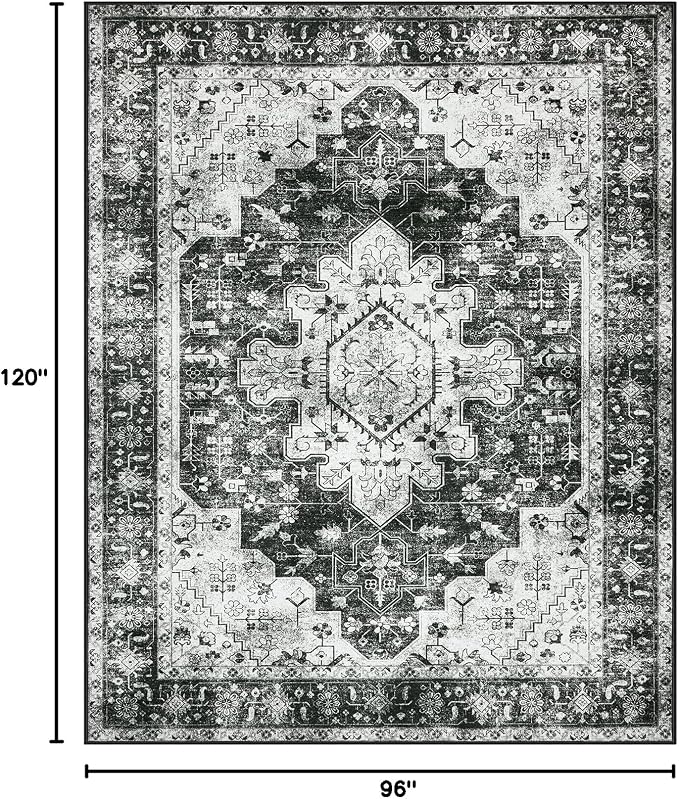 Moynesa Ultra-Thin Washable Area Rugs 8x10 Black and White Rugs - Image 2