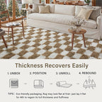 PureCozy 3x5 Area Rugs for Kids Room Brown Soft Shag Checkered Rug Modern - Image 4