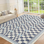 GarveeHome 3x5 Small Rug for Bedroom Machine Washable Blue Checkered Area Rug - Image 8