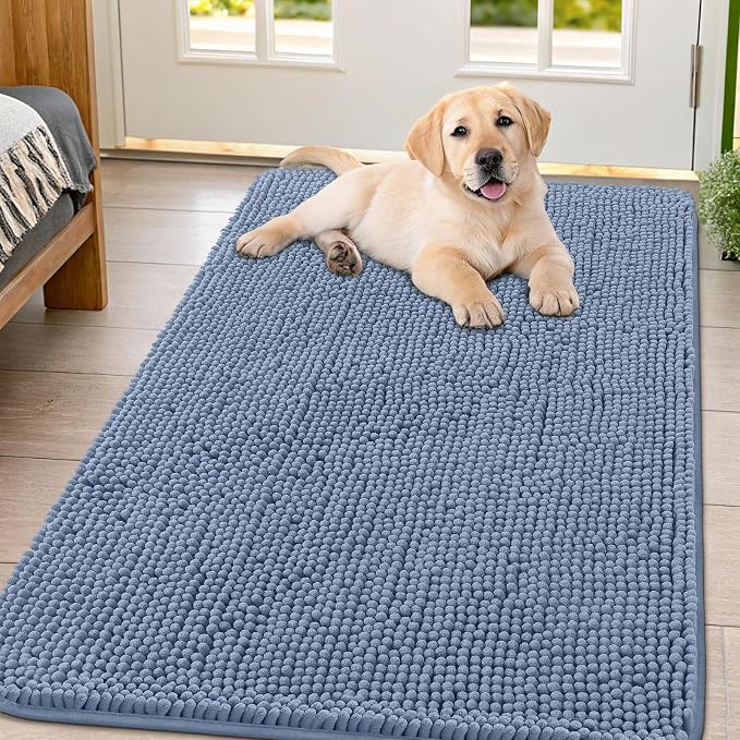Smiry Dog Door Mat for Muddy Paws 47x32, Absorbent Dirt Trapper, Non-Slip by Smiry