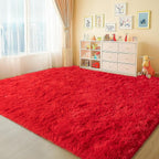 WISH TREE 5x7 Red Rugs for Bedroom, Soft Fluffy Shaggy Rugs for Living Room - Image 3