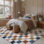 PureCozy Checkered Rug 8x10 for Living Room, Modern Rainbow Shag Rug Washable - Image 5