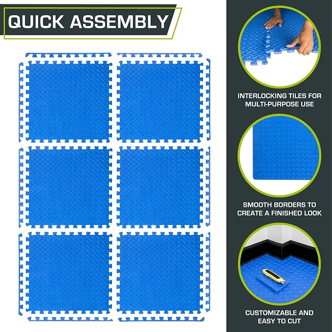 ProsourceFit Exercise Puzzle Mat ½-inch, EVA Interlocking Foam Floor Tiles - Image 6