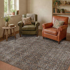 Latte&Fog 4x6 Rug for Living Room, Vintage Brown Washable Area Rug, Boho Floral by LatteFog