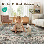 6x9 Area Rugs Living Room: Washable Vintage Rug Large Non-Slip Stain Resistant - Image 3