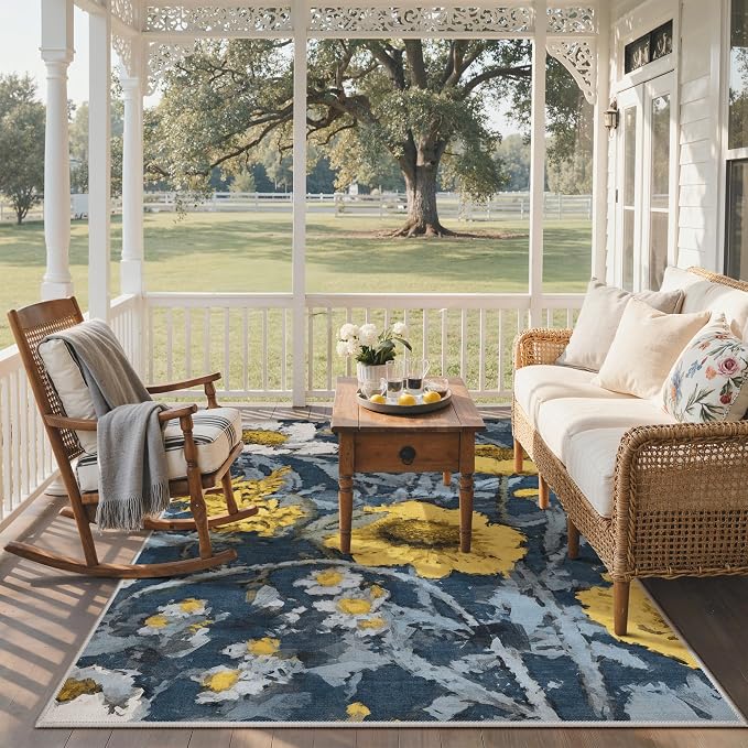 GENIMO Indoor Outdoor Area Rug 5'x8', Machine Washable Rugs - Image 6