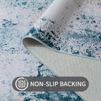 Ompaa Living Room Rug 5x8 Aqua Blue Area Rug Machine Washable Boho Rug Non Slip - Image 6