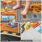 Kids Play Rug 4x5 Ft, Non-Slip Car Rug Play Mat, Washable Soft Construction - Image 8