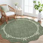 GarveeHome Scalloped Bow Rug for Living Room, 6ft Round Rugs Washable Solid by GarveeHome